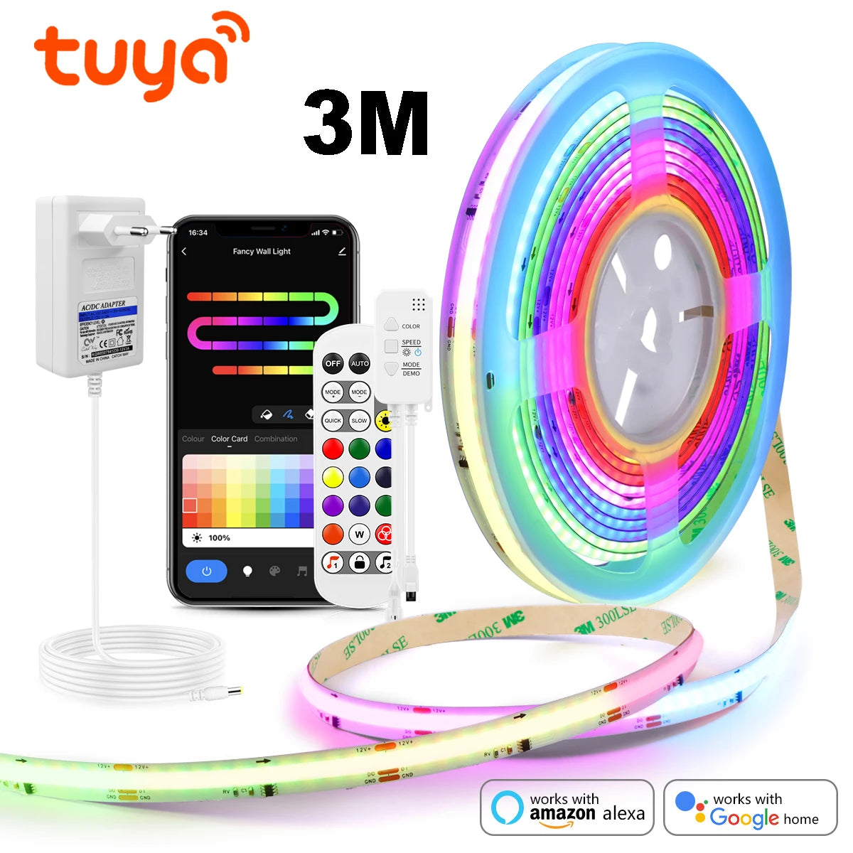 ruban led multicolore moderne 12v wifi contrôlable télécommande application mobile