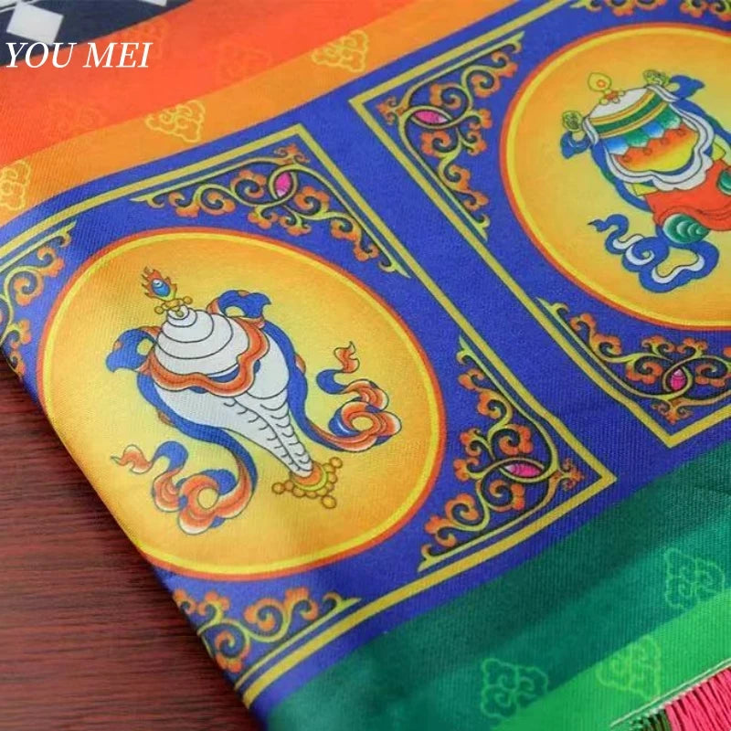 foulard ethnique motifs traditionnels franges colorées bleu vert orange jaune