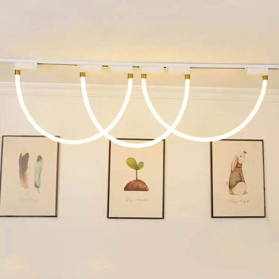 luminaire led rail moderne 24w 100cm blanc nickel brossé interrupteur bouton éclairage salon déco