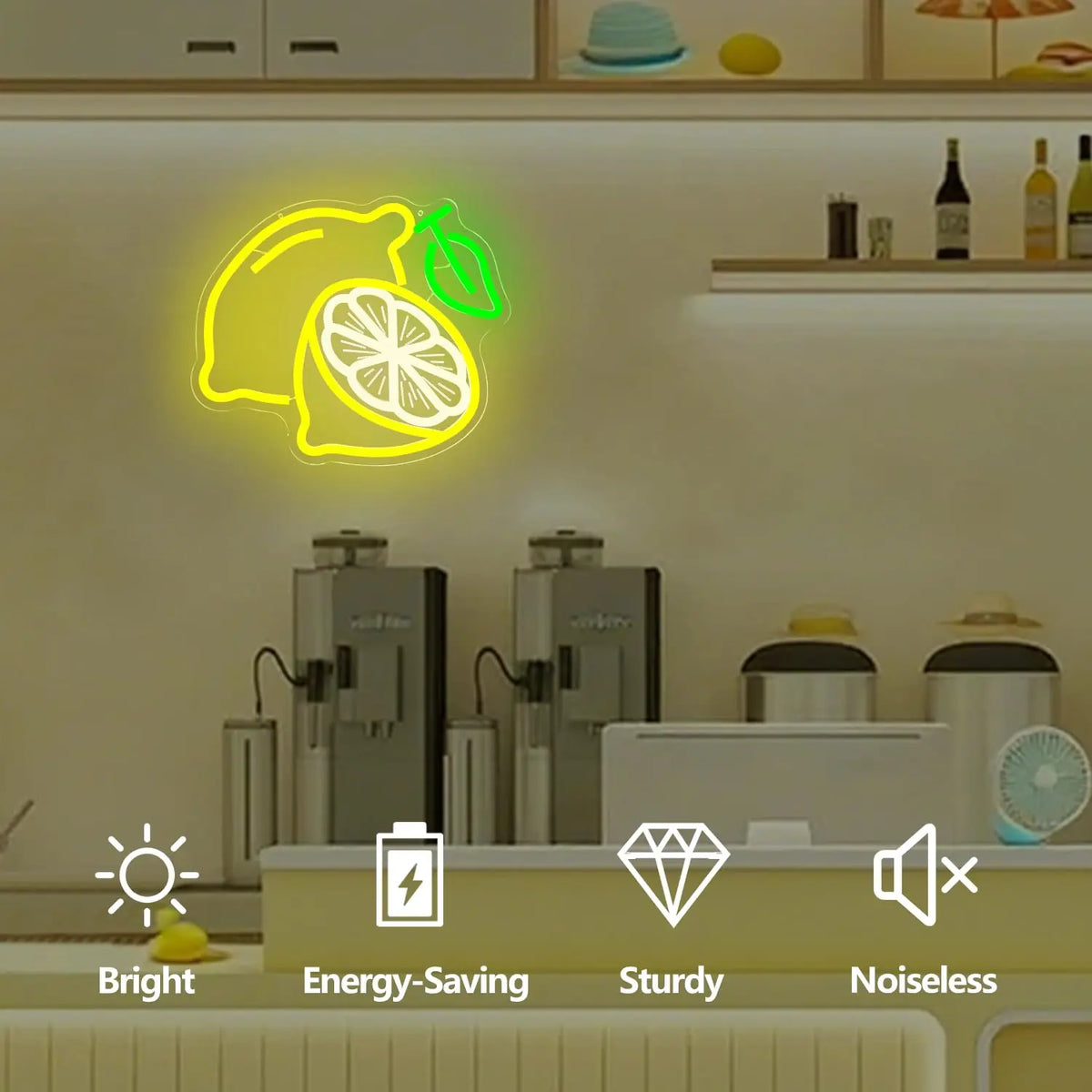 lampe néon citron jaune feuille moderne minimaliste crochet métallique commutateur variable câble usb