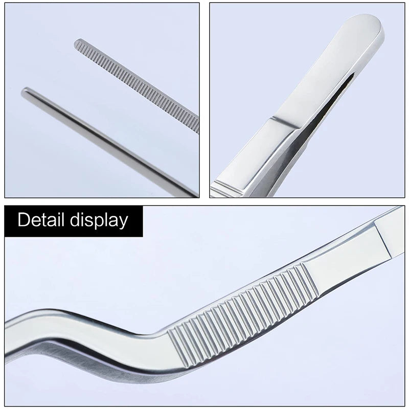 pinces épiler acier inoxydable argentées modernes 14cm 16cm 20cm trois pièces ustensiles cuisine