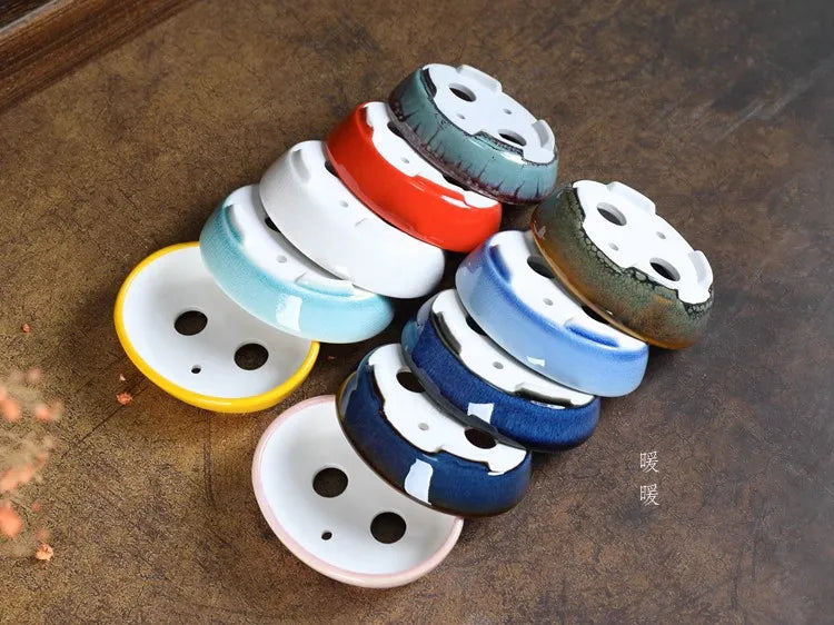 boutons vintage céramique adhésifs multicolores texture marbrée artisanal