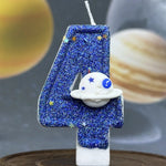 bougies numéraires bleu pailleté motif étoiles thème espace anniversaire mariage fiançailles tringle