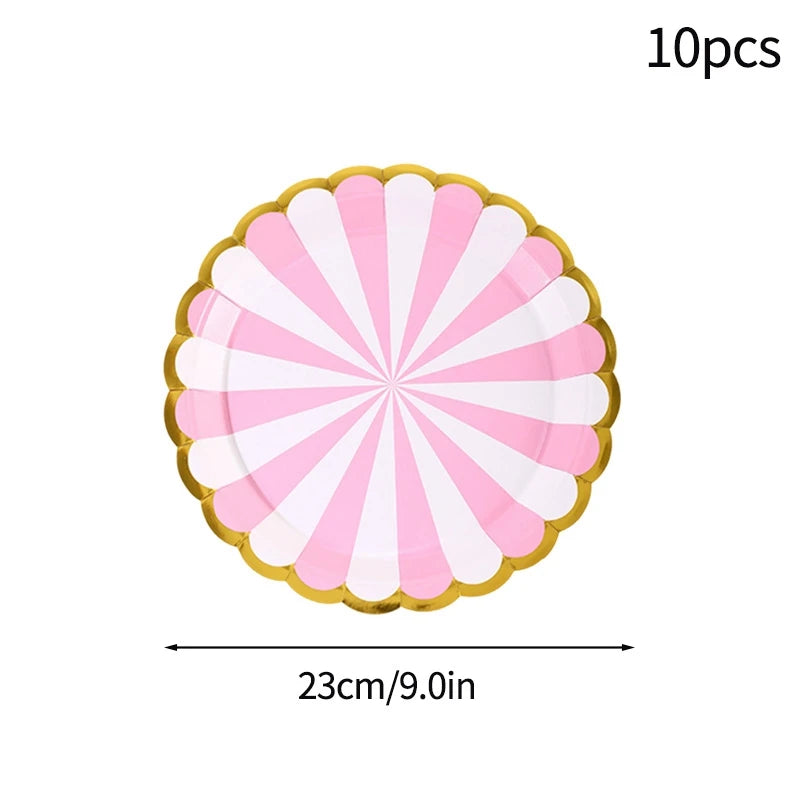 assiettes gobelets papier jetables motifs floraux fête anniversaire mariage décoration
