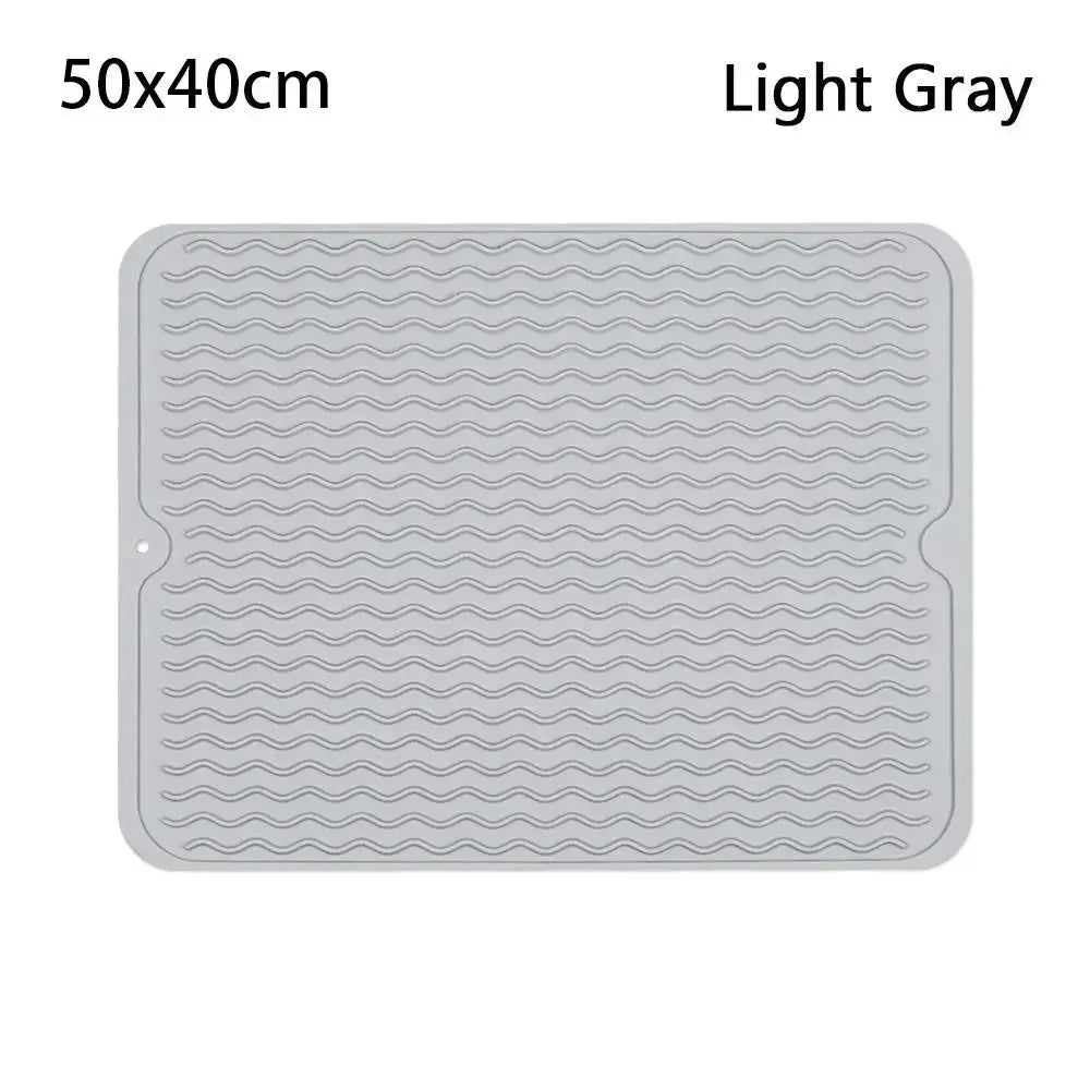 tapis table silicone rectangulaire moderne rayures ondulées gris noir protection cuisine support vaisselle