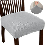 Housse chaise moderne polyester bleu rayures horizontales élastique lavable 30°C