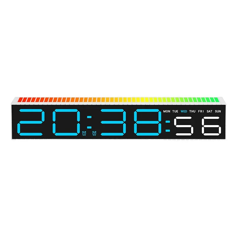 horloge led moderne réveil numérique lumière ambiance barre rythmique couleur réglable