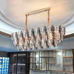 Suspension lumineuse moderne cristal transparent doré facettes géométriques ampoules LED 10 15m²
