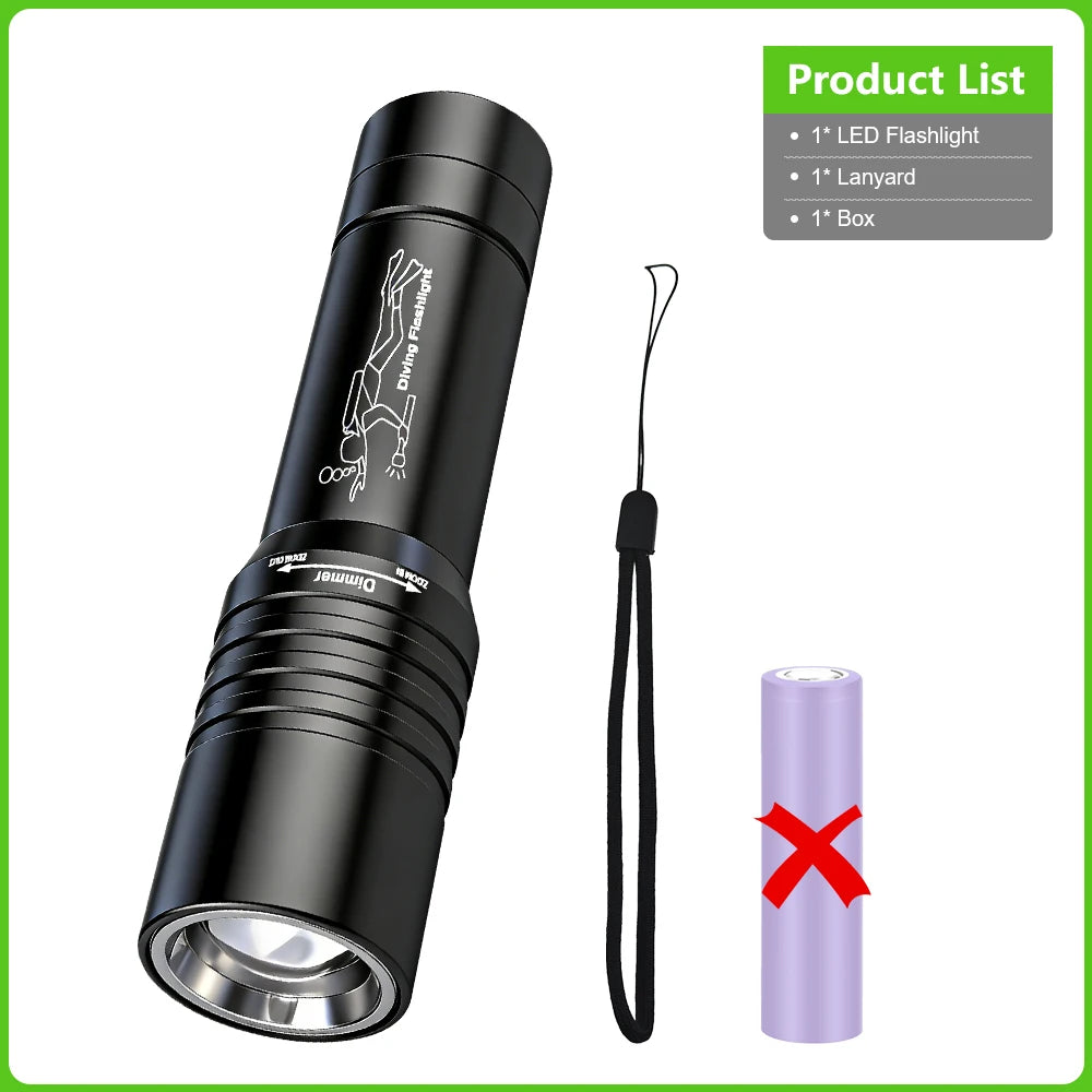 lampe torche rechargeable puissante led étanche plongée survie pêche défense travail moderne
