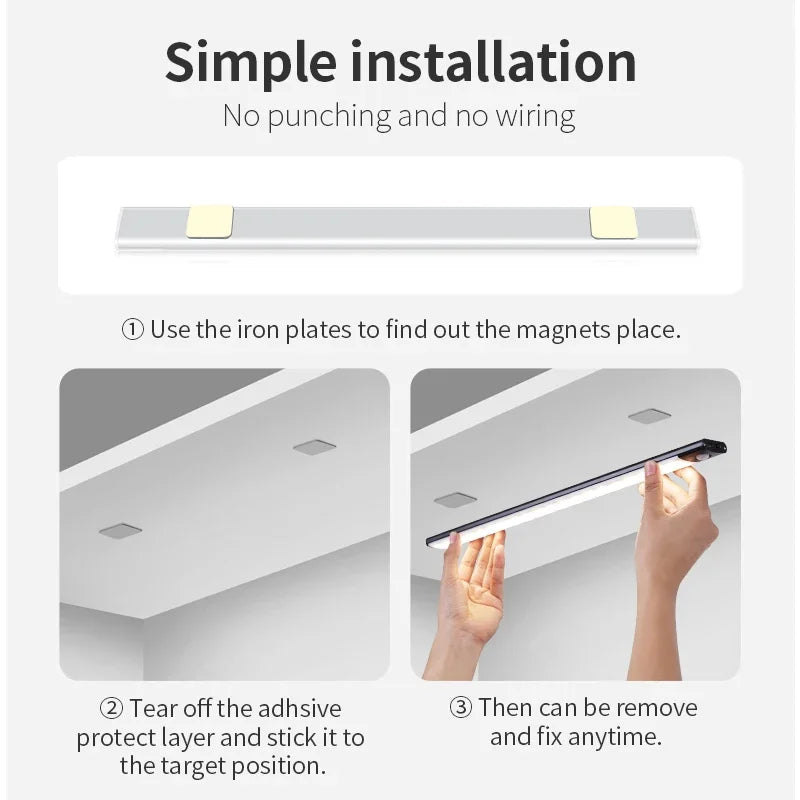 lampe led veilleuse adhésive rechargeable blanc moderne rectangle tactile usburgence