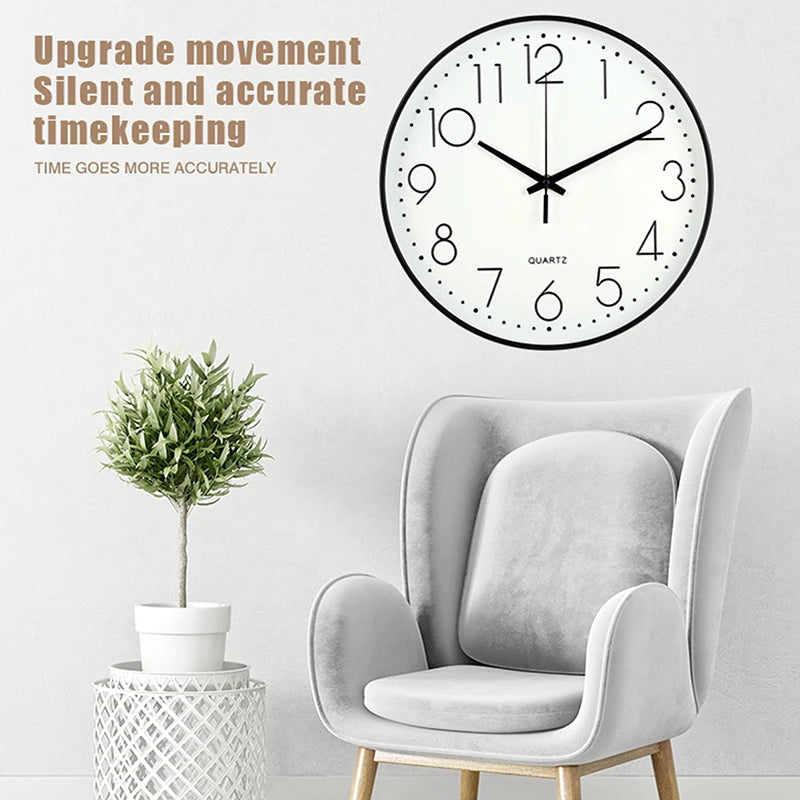 horloge murale moderne nordique verre transparent chiffres arabes blanc noir