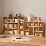 étagère modulaire bois naturel moderne 12 compartiments vases céramique bougies figurines boîte thé tasse