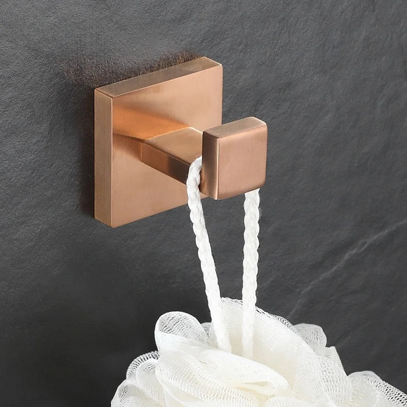 accessoires salle bain or rose moderne porte serviettes mural fixations métal