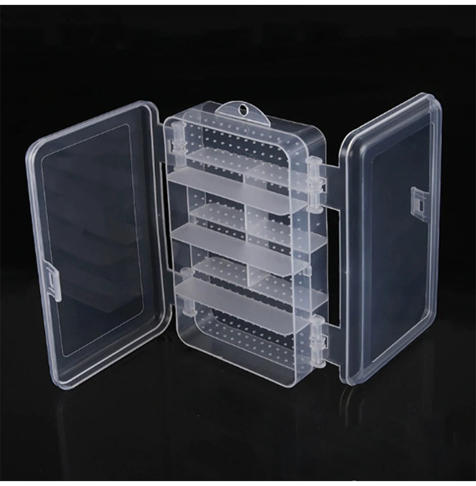 boîte rangement bijoux transparente double couche compartiments points noirs clips réutilisable moderne pratique