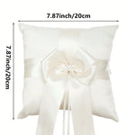 coussin alliance mariage blanc crème satin élégant nœud centre 20cm festive romantique