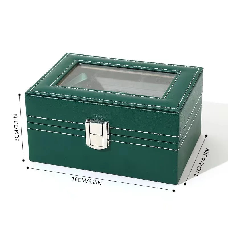 boîte montres simili cuir verte classique cadenas 16cm 11.2cm 8cm
