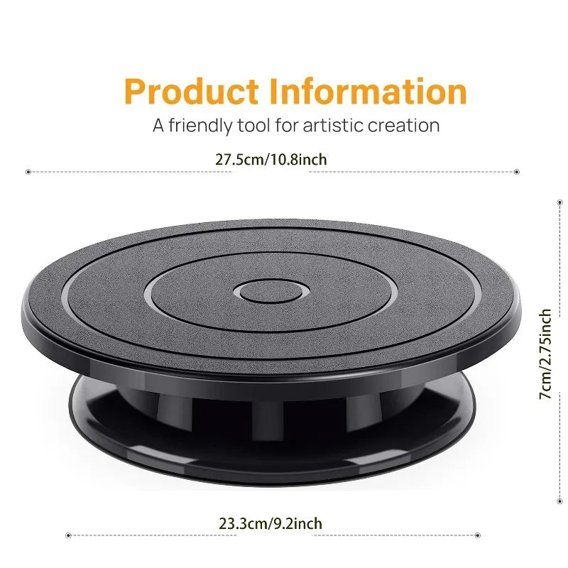 tourne disque rotatif noir anti dérapant sculpture céramique argile décoration gâteau DIY moderne