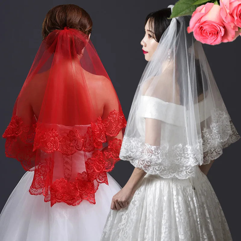 voile mariée polyester blanc rouge noir dentelle translucide classique élégant fard joues femme adulte