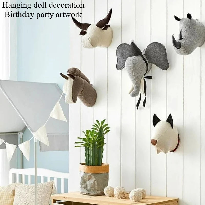 pendants animaux pelucheux bébé chambre décoration éléphant chien cheval buffle