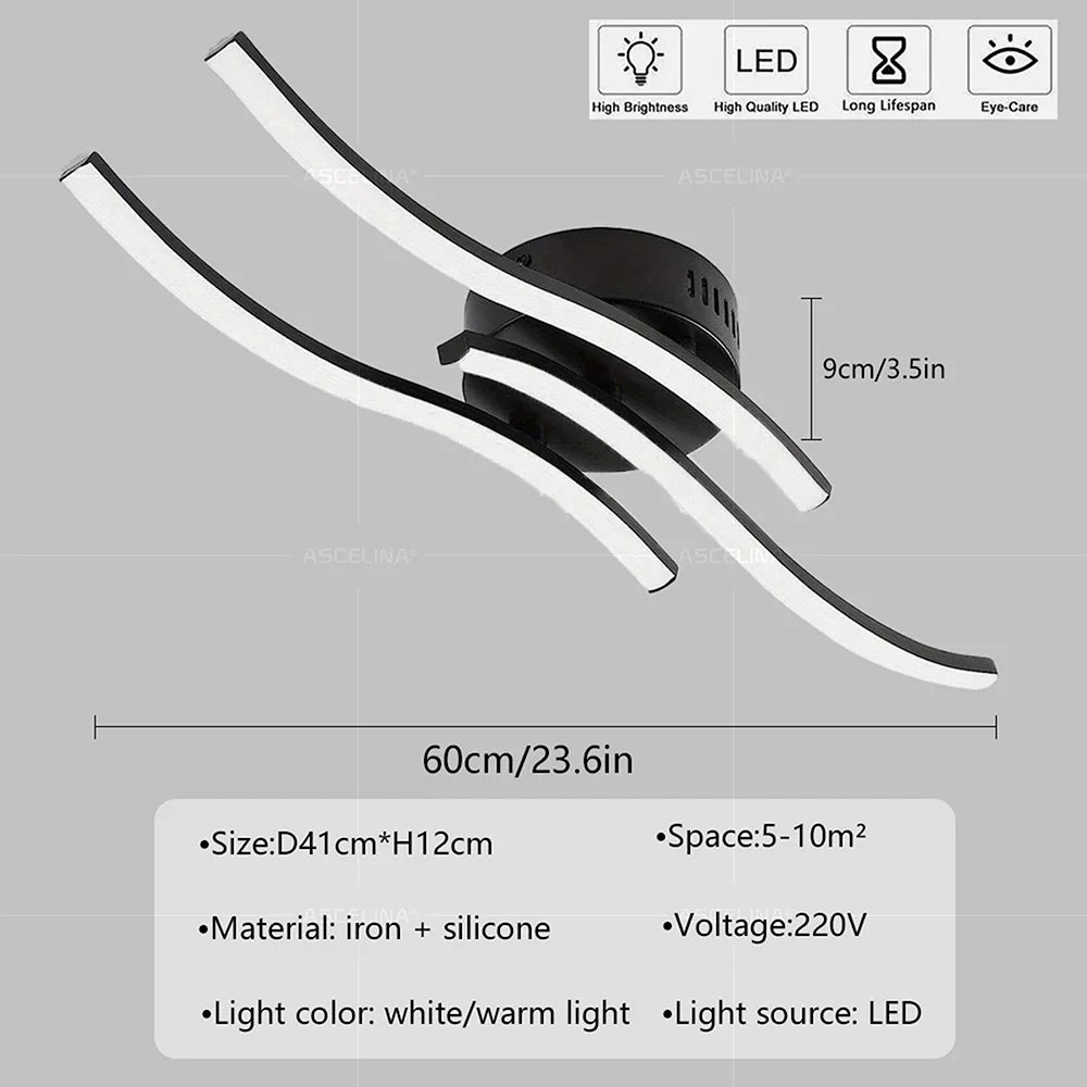 plafonnier moderne led noir blanc abstrait minimaliste éclairage quotidien