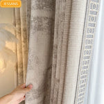 rideau jacquard beige clair motifs géométriques opacité classique polyester coton