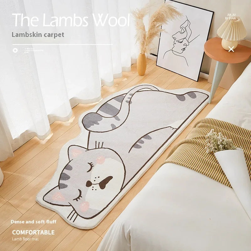 tapis dessins animaux antidérapant polyester moderne doux lézard chat ours enfants vert gris blanc