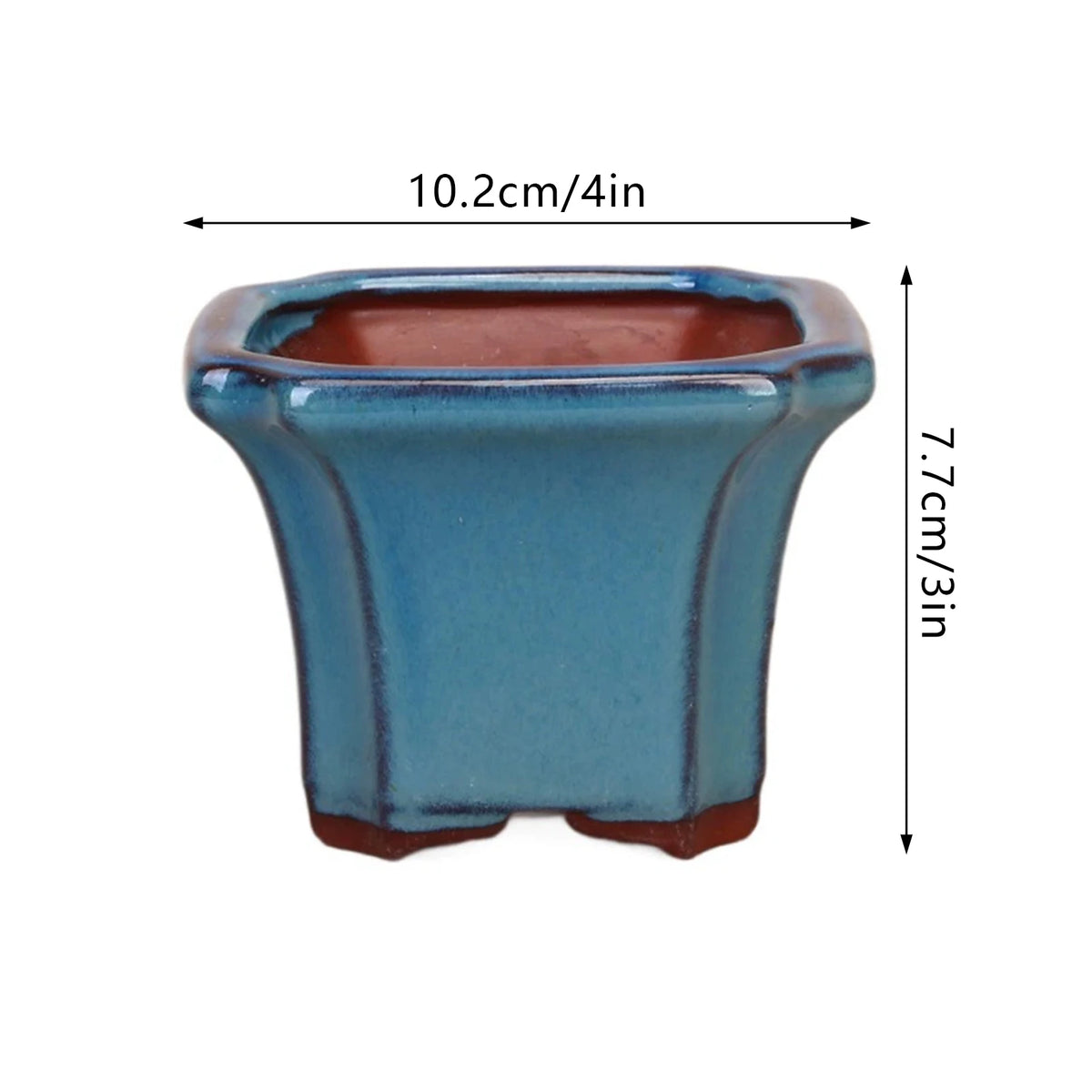 pots fleurs céramique moderne bleu brun texture grained non enduit drainage plante verte