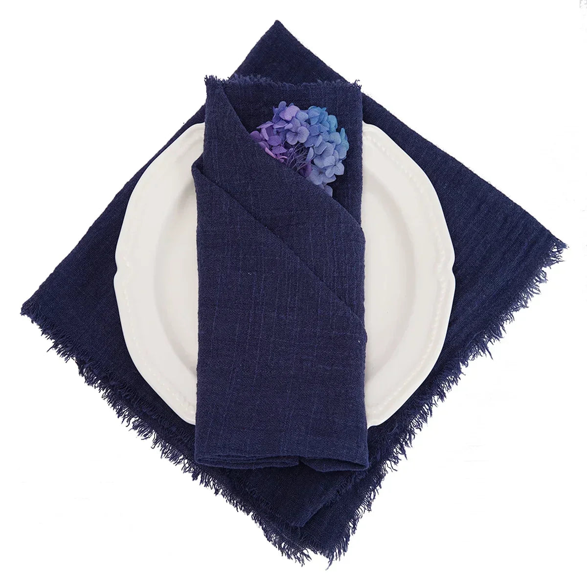 lot serviettes table coton rose franges ruban décorations mariage fête table rustique moderne