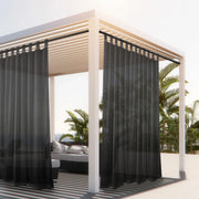 rideau extérieur pergola imperméable noir blanc semi transparent moderne tringle
