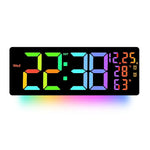 horloge murale numérique led moderne multicolore télécommande affichage date température réveil double