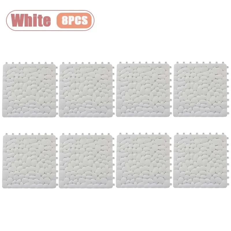 tapis sol antidérapant cailloux gris blanc moderne 30cm 30cm clips geometrique