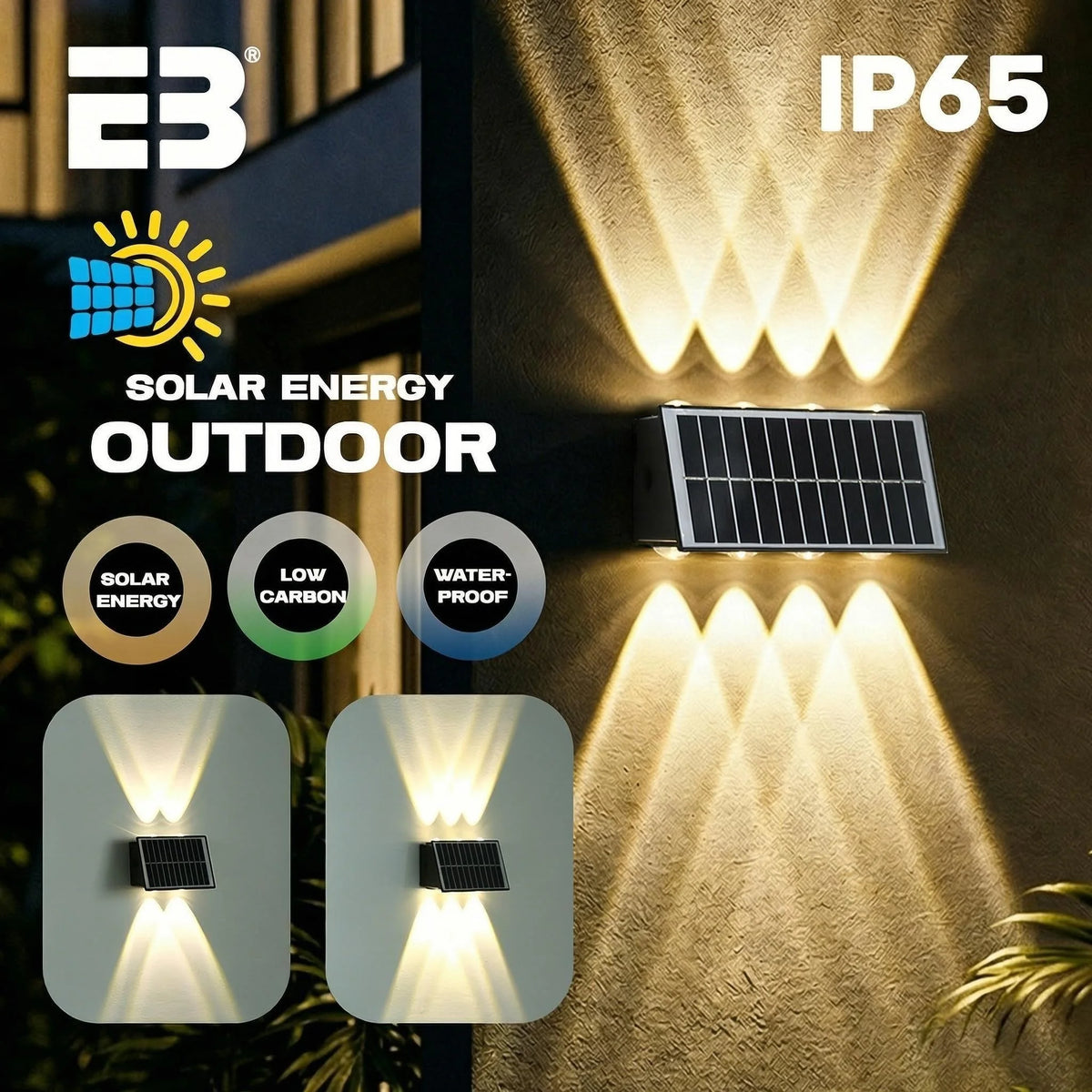 lampe murale solaire led moderne noire blanche bleue ip65 étancheextérieur panneaux solaires