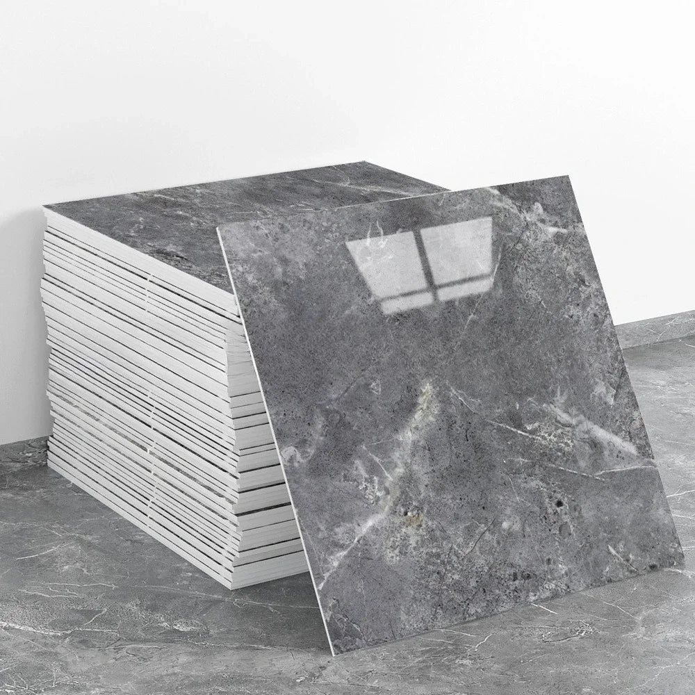 carreaux sol muraux adhésifs imitation marbre blanc gris veines dorées modernes