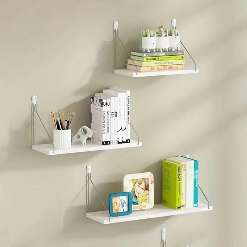 étagères murales blanc bois moderne clips métalliques empilables utilisation multiple 30cm 40cm 50cm
