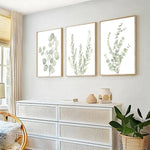 affiches murales toile feuilles stylisées minimaliste naturel vert clair blanc encadrées