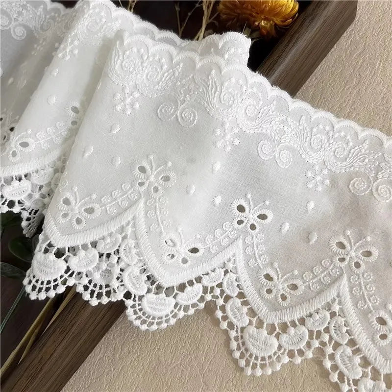 ruban dentelle blanc ornements floraux brodé 13cm largeur classique soluble eau couture decoration maison