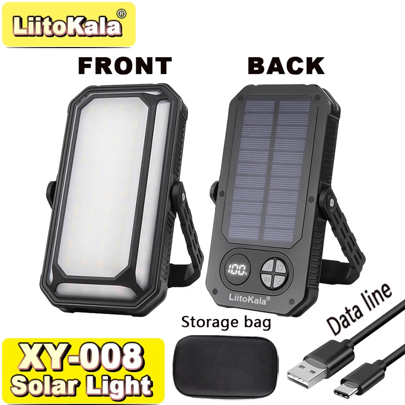 lampe camping solaire rechargeable 1200lm led 12h autonomie ipx4 étanche moderne noire abs matériaux