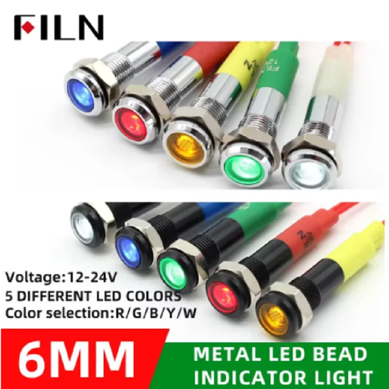 ampoule led 12v 24v bleu rouge vert jaune blanc métal brillant moderne vis câble