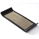plateau rangement noir tissu géométrique moderne vaisselle mélamine utilisation salon entrée cuisine decoration