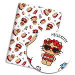serviettes hello kitty motif coeurs ballons coton polyester résistant blanc rose vert jaune