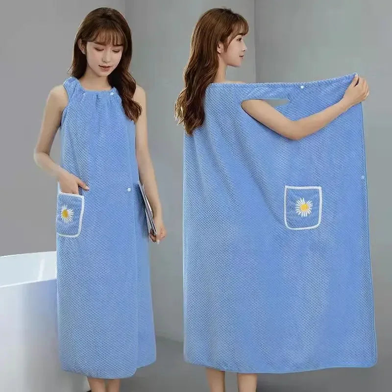 serviette bain femme polyester coton rapide absorbant rose vert violet bleu motifs fleurs poche