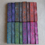 ruban décoratif polyester largeur 2cm bleu vert violet gris marron rose motif géométrique floral