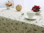 nappe table fleurs dandelins classique beige clair marron simple bordure dentelée coton lin réutilisableDecoration