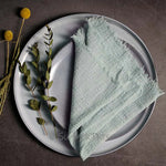 serviette table coton texture lin bords franges rustique décoration fête mariage maison