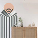 sticker mural géométrique moderne arc noir blanc cercle rose clair