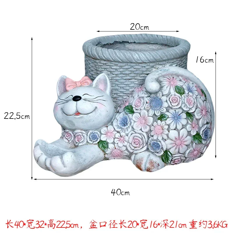 pots fleurs résine moderne figurines lapins motifs tissus carottes noeuds papillons mignons