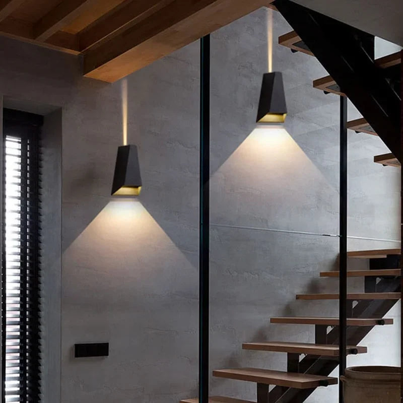 applique murale led moderne aluminium noir éclairage chambre cuisine salle manger entrée