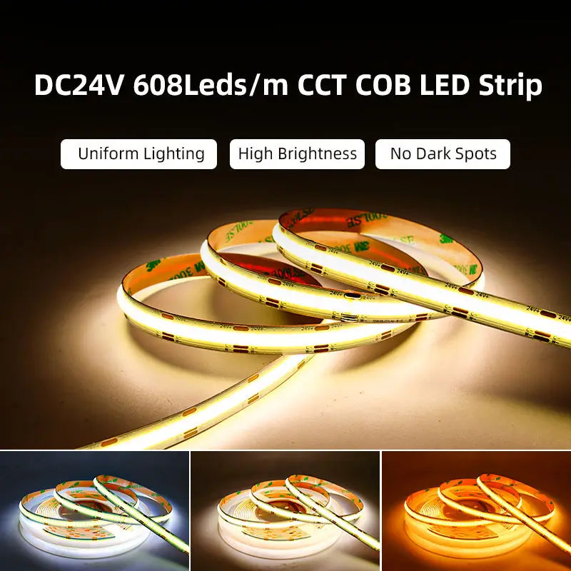 ruban led blanc chaud neutre froid 5mm 8mm 10mm 608led/m 12v 24v 50000h