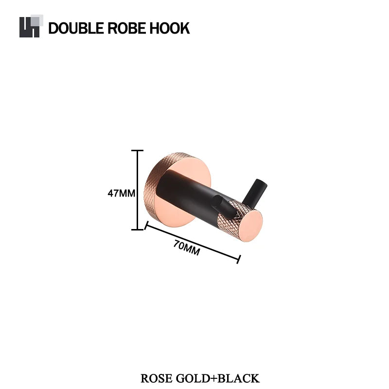 accessoires salle bain moderne porte serviettes noir cuivre doré fixations murales minimalistes