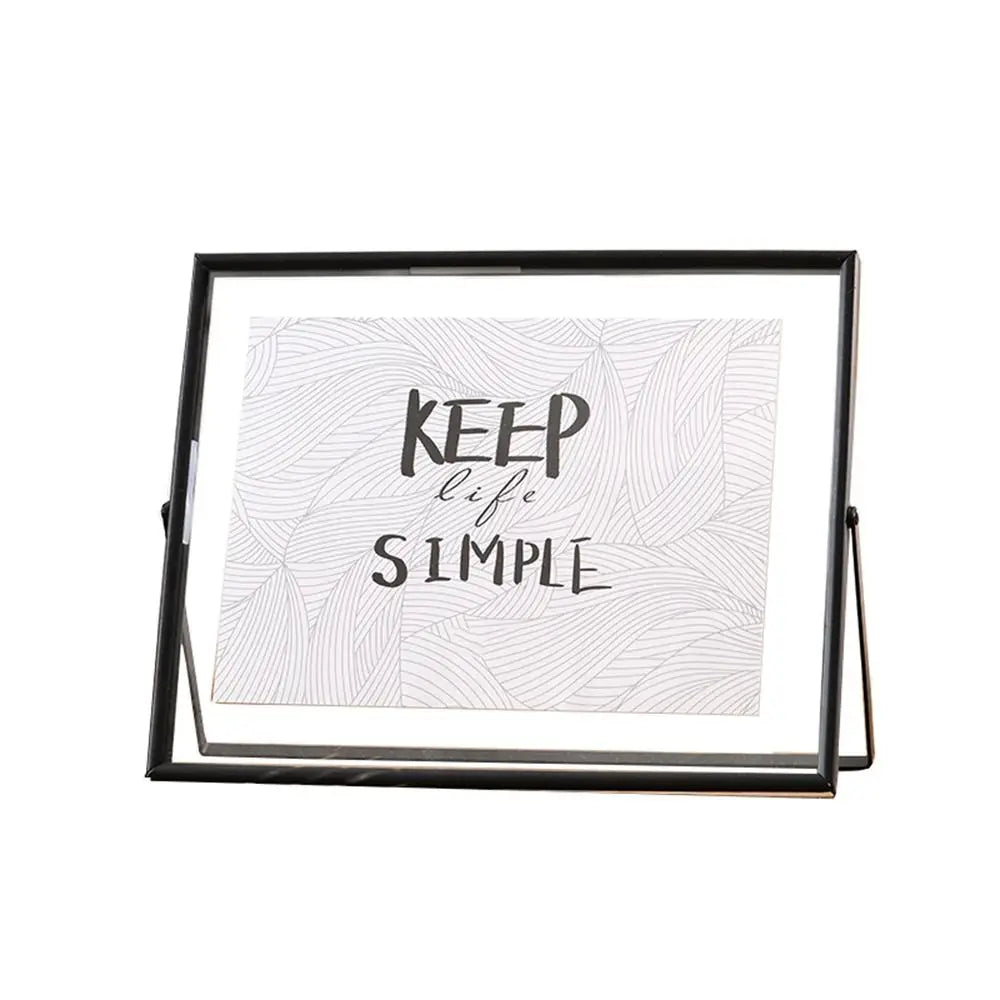 cadre photo moderne minimaliste pieds pliants fond blanc doré noir transparent geometrique 5x7 8x10